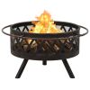 Rustic Fire Pit with Poker 29.9" XXL Steel - Black