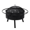 32" Fire Pit BBQ Wood Burning Fireplace Outdoor Stove with Cover Backyard Garden - as picture