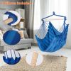 Hammock Hanging Chair Canvas Porch Patio Swing Seat Portable Camping Rope Seat - Blue