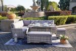 5-Piece Gray Wicker Outdoor Conversational Sofa Set with Fire Pit Table and Ottoman - Gray