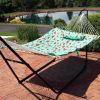 Outdoor Weather-Resistant Quilted Hammock Cushion Pad and Hammock Pillow with Ties - Watermelon and Chevron - Cyan - cotton fiber, polyester