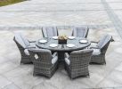 Direct Wicker Patio Wicker 7 Piece Oval Dining Set-Gray - Light Color