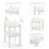 Double outdoor side table;  rectangular patio side table  in HDPE - White