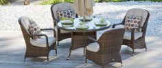 Direct Wicker Marianna Patio Wicker 5 Piece Round Dining Set - Brown