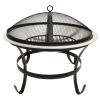 2-in-1 Fire Pit and BBQ with Poker 22"x22"x19.3" Stainless Steel - Silver