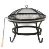 2-in-1 Fire Pit and BBQ with Poker 22"x22"x19.3" Stainless Steel - Silver