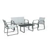 Upland 4 Pieces Patio Furniture Set Outdoor Furniture Set Textilene Bistro Set Modern Conversation Seating Group - JYZ3004F - gray