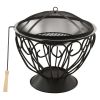 2-in-1 Fire Pit and BBQ with Poker 23.2"x23.2"x23.6" Stainless Steel - Silver