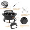 32" Round Black Finish Iron Fire Pit - 32"