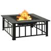 Garden Fire Pit with Poker 31.9"x31.9"x18.5" XXL Steel - Black