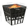 2-in-1 Fire Pit and BBQ 13.4"x13.4"x18.9" Steel - Black