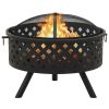 Fire Pit with Poker 26.8" XXL Steel - Black