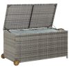 Patio Storage Box Light Gray 47.2"x25.6"x24" Poly Rattan - Grey