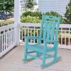 Presidential Rocking Chair HDPE Rocking Chair Fade-Resistant Porch Rocker Chair; All Weather Waterproof for Balcony/Beach/Pool ; Blue - as Pic