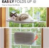 Cat Window Perch Foldable Hammock with Steel Frame and Strong Suction Cup Mount - light grey