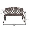 42.5 inch Outdoor Cast Aluminum Leisure Rose Couple Bench--YS - as picture