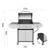 4-Burner Propane Gas Grill with Side Burner;  Stainless Steel;  Cabinet for BBQ (only for pickup) - 4-burner