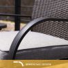 SR 3 Piece Outdoor Patio Furniture Set Bistro Set 2 Wicker Chairs with Cushion and Coffee Table - Dark Brown