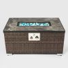 Outdoor Fire Table Propane Fire Pit Rattan gas fire table;  gas fire table with tile tabletop - Brown