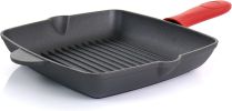 MegaChef Pre-Seasoned 4 Piece Cast Iron Set with Silicone Handles - Cast Iron