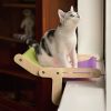 Mewoofun 5 Color Cat Pet Window Wooden Component Bed Hanging Cotton Canvas - purple