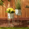 Galvanized Sheet Metal Rustic Plant Stand Set - Hexagon