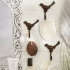 Cast Iron Bird Wall Hooks - Set of 3