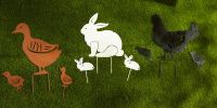 Chicken Family Black Metal Garden Stake Set