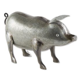 Galvanized Metal Pig Garden Figurine