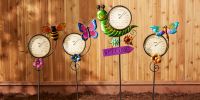 Metal Thermometer Garden Stake - Dragonfly