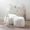 Furry White Ottoman Pouf or Seat