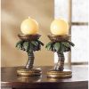 Palm Tree Candle Holder Pair