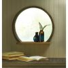 Round Wood Mirror with Shelf