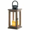 Wood Lantern with LED Candle - 11 inches