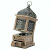 Flip-Top Wood Lantern with Drawer - 14 inches