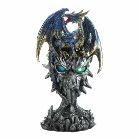 Metallic Blue Dragon on Eagle Base Light-Up Figurine