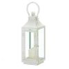 Distressed White Metal Candle Lantern - 12 inches